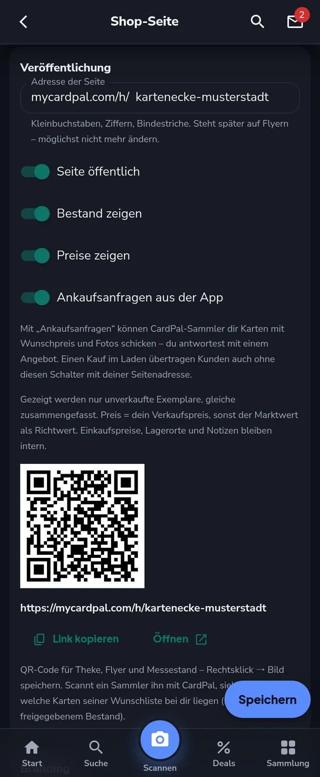 Shop-Seite am Handy gestalten