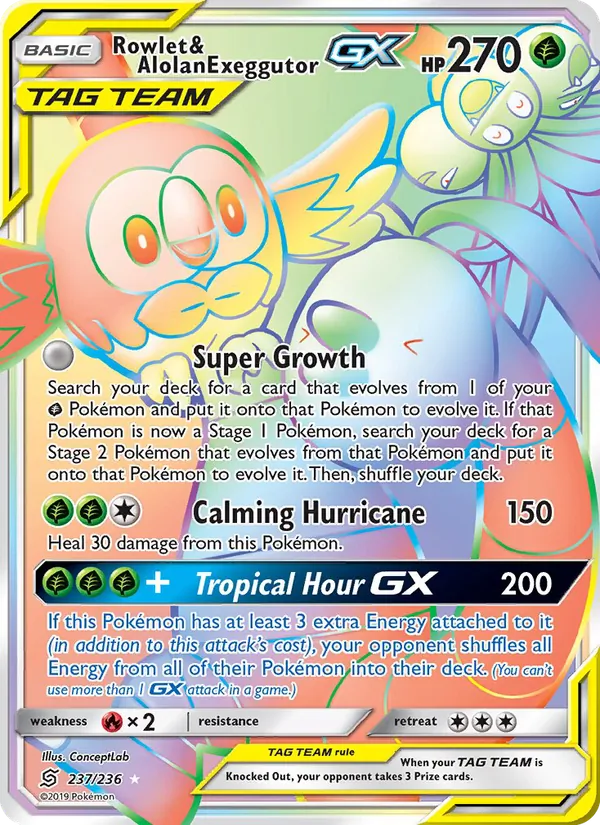 Rowlet & Alolan Exeggutor GX (UNM 237)
